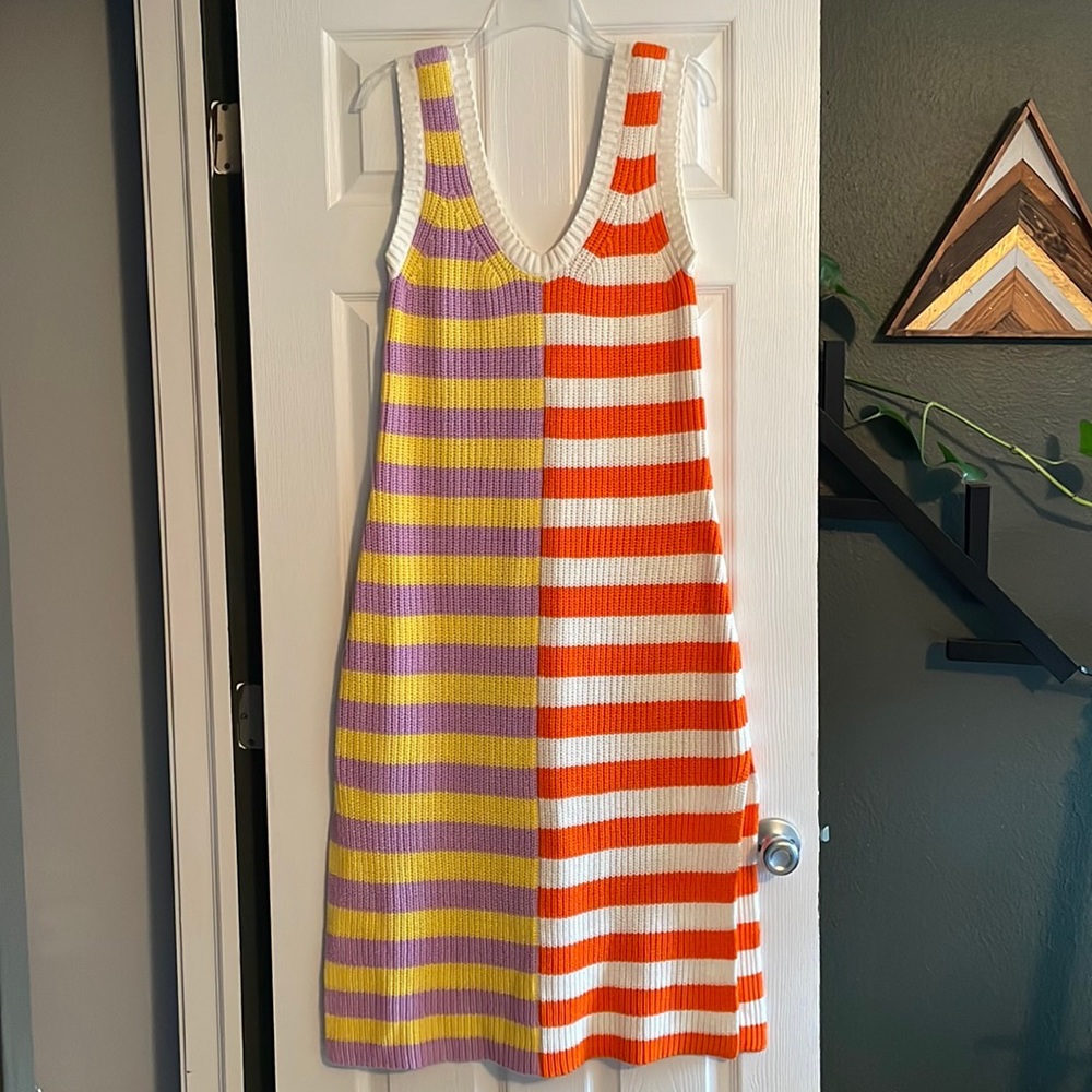 STAUD Seashore Knit Dress - Cabana Light